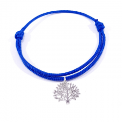Bracelet cordon tressé bleu royal et pendentif arbre de vie