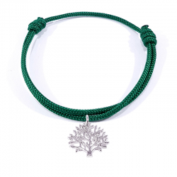Bracelet cordon tressé vert herbe et pendentif arbre de vie