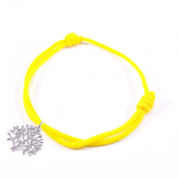 Bracelet cordon tressé jaune et pendentif arbre de vie