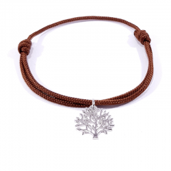 Bracelet cordon tressé marron chocolat et pendentif arbre de vie