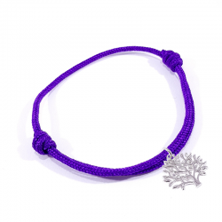 Bracelet cordon tressé violet et pendentif arbre de vie