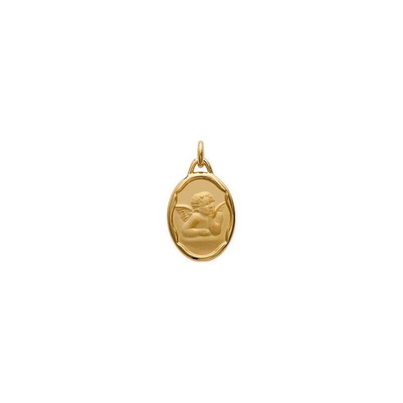 médaille ange en plaqué or forme ovale