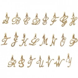 Pendentif lettres de l'alphabet initiale en plaqué or en anglaise italique