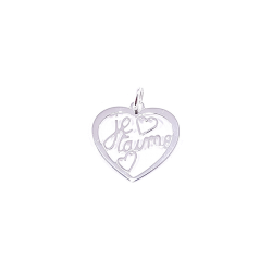 Pendentif cœur ajouré en argent massif avec inscription " je t'aime"