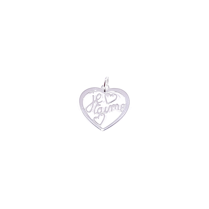 Pendentif cœur ajouré en argent massif avec inscription " je t'aime"