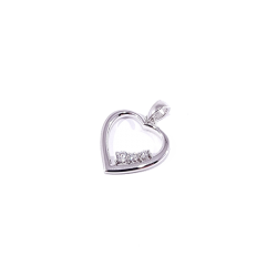 pendentif cœur ajouré en argent avec 3 oxydes de zirconium