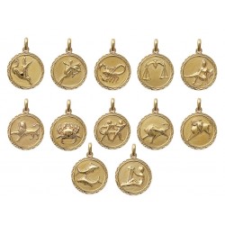 Médaille signe du zodiaque astrologique en plaqué or