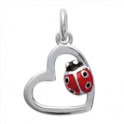 Pendentif cœur et coccinelle en argent massif