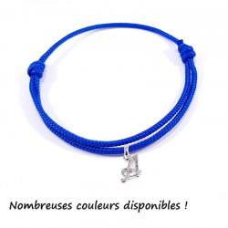 Bracelet cordon avec pendentif initiale en argent disponible dans de nombreuses couleurs