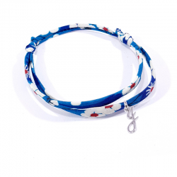 Bracelet initiale argent et tissu liberty bleu lettre anglaise J