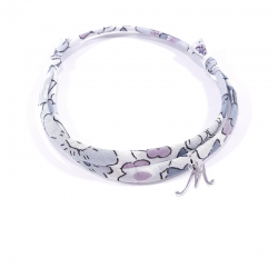 Bracelet initiale argent et tissu liberty fleurs gris lettre anglaise M