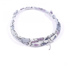 Bracelet initiale argent et tissu liberty fleurs gris lettre anglaise T