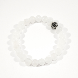 Bracelet perles en jade blanc