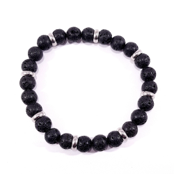 bracelet noir en pierre de lave