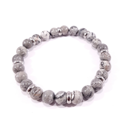 bracelet en pierre naturelle de jaspe gris