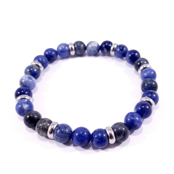 bracelet en pierre de jaspe bleu