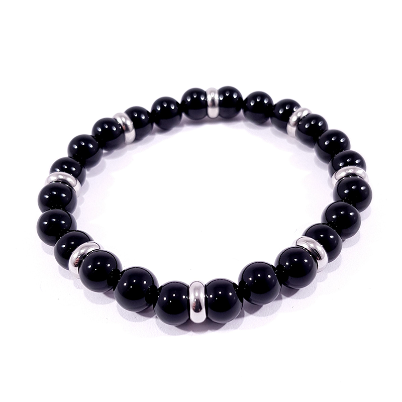 bracelet en pierre d'agate noire