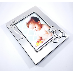 Cadre photo de naissance en métal argenté personnalisable