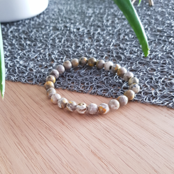 bracelet gris et jaune en jaspe bumble bee