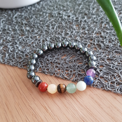 bracelet 7 chakras pierres multicolores