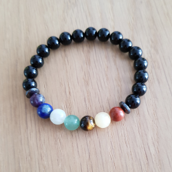 bracelet 7 chakras  onyx noir