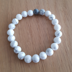 Bracelet pierre naturelle  blanc et gris