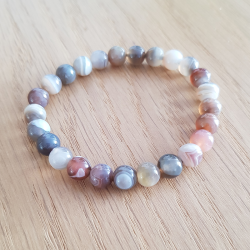 Bracelet multicolore en  pierre naturelle en agate botswana