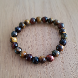 Bracelet marron en perle  oeil multiple tigre taureau faucon