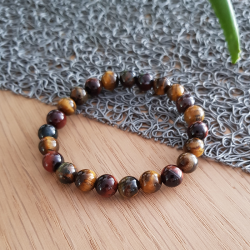 Bracelet marron en pierre naturelle oeil multiple