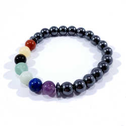 bracelet 7 chakras en  pierres naturelles multicolores