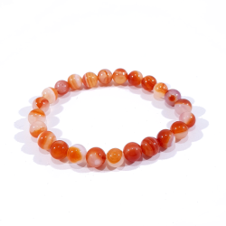 Bracelet orange en perle de pierre naturelle d'agate bandée