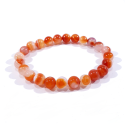 Bracelet orange en perle  d'agate bandée