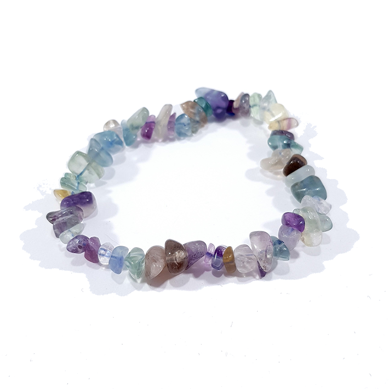 Bracelet baroque multicolore en pierre naturelle de fluorite