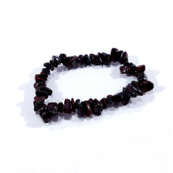 Bracelet baroque noir rouge en pierre naturelle d'oeil de fer