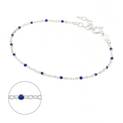 bracelet argent et petite perle en résine bleue