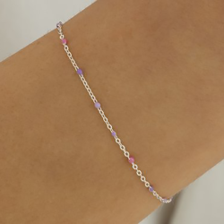 bracelet boule rose et violet