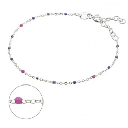 bracelet argent et perles résine violet et rose