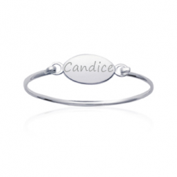 bracelet avec plaque ovale en argent personnalisé