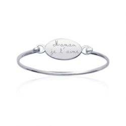 bracelet avec plaque ovale en argent avec gravure