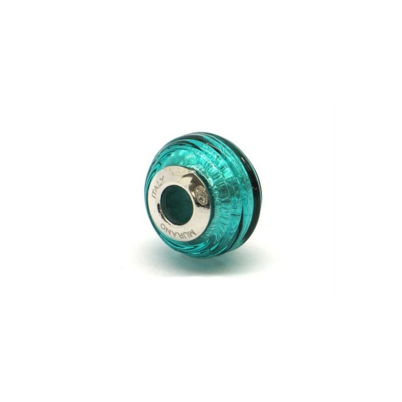 Charm Murano bleu turquoise facetté