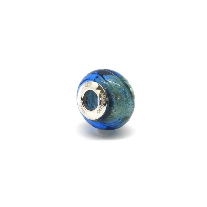 Charm Murano bleu pailleté