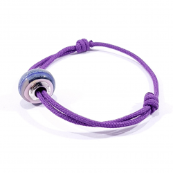 perle de murano violet et rose sur bracelet en cordon tressé