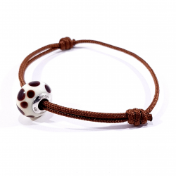 perle de murano marron sur bracelet cordon ajustable