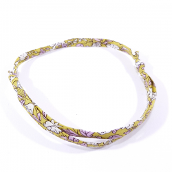 Bracelet tissu liberty jaune à motifs