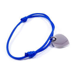 Bracelet cordon bleu royal médaille acier cœur à personnaliser.