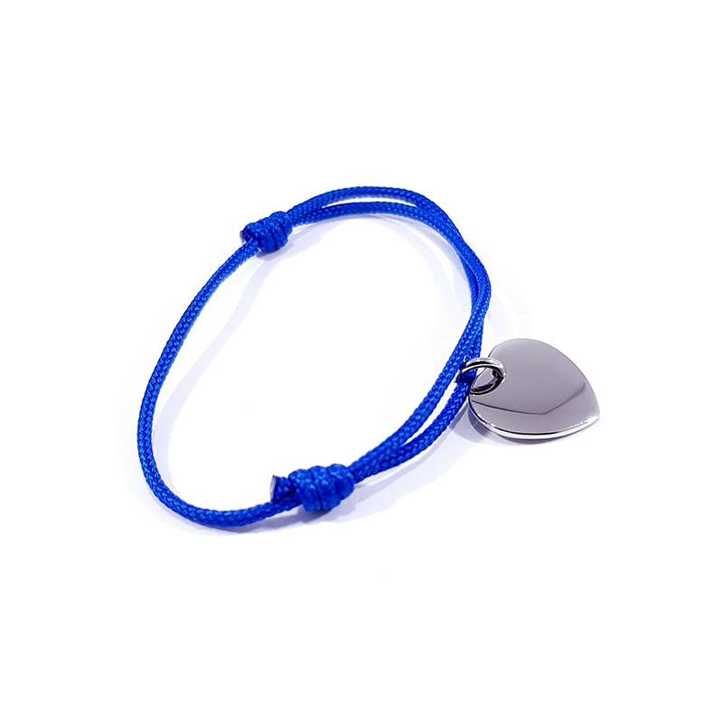 Bracelet cordon bleu royal médaille acier cœur à personnaliser.